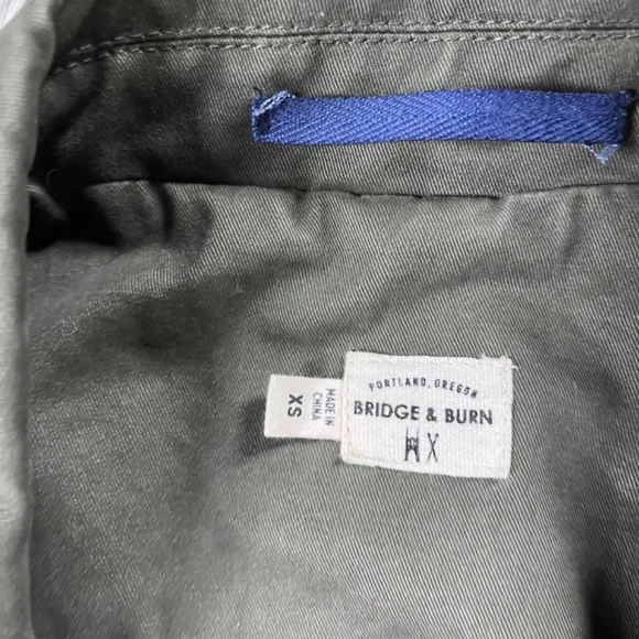 Bridge And Burn Jacket Womens XS Green Cotton Coat Jacket Lined trench coat barn - Picture 3 of 8
